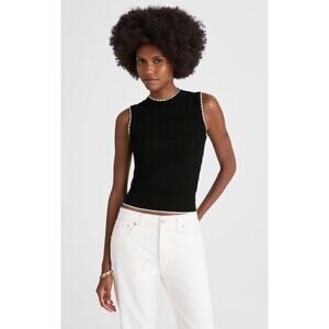 Madewell | NWT Mixed-Stitch Sleeveless Sweater Black Ivory | Sz XXS